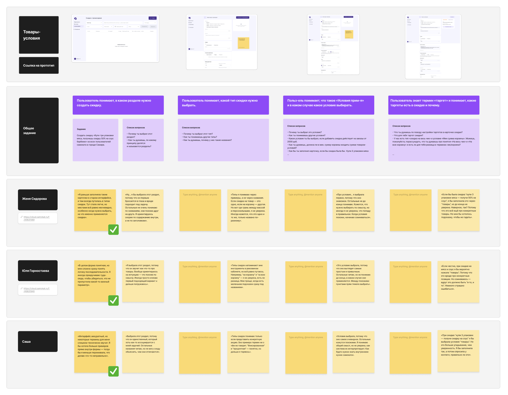 Скриншот UX-тестирования формы создания скидки